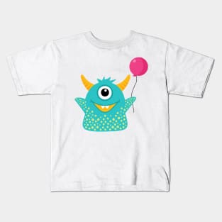 Cute Little Monster with Balloon Kids T-Shirt